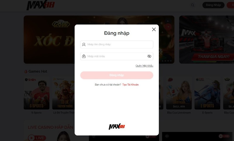 Đăng nhập MAX88